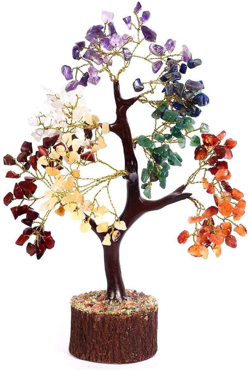 Seven Chakra Crystal Tree - Multicolor Decorative Home Decor Showpiece for Good Luck and Money, Perfect Gift Item for Room Decor and Weddings, Standard Size, 1 Piece Default Title